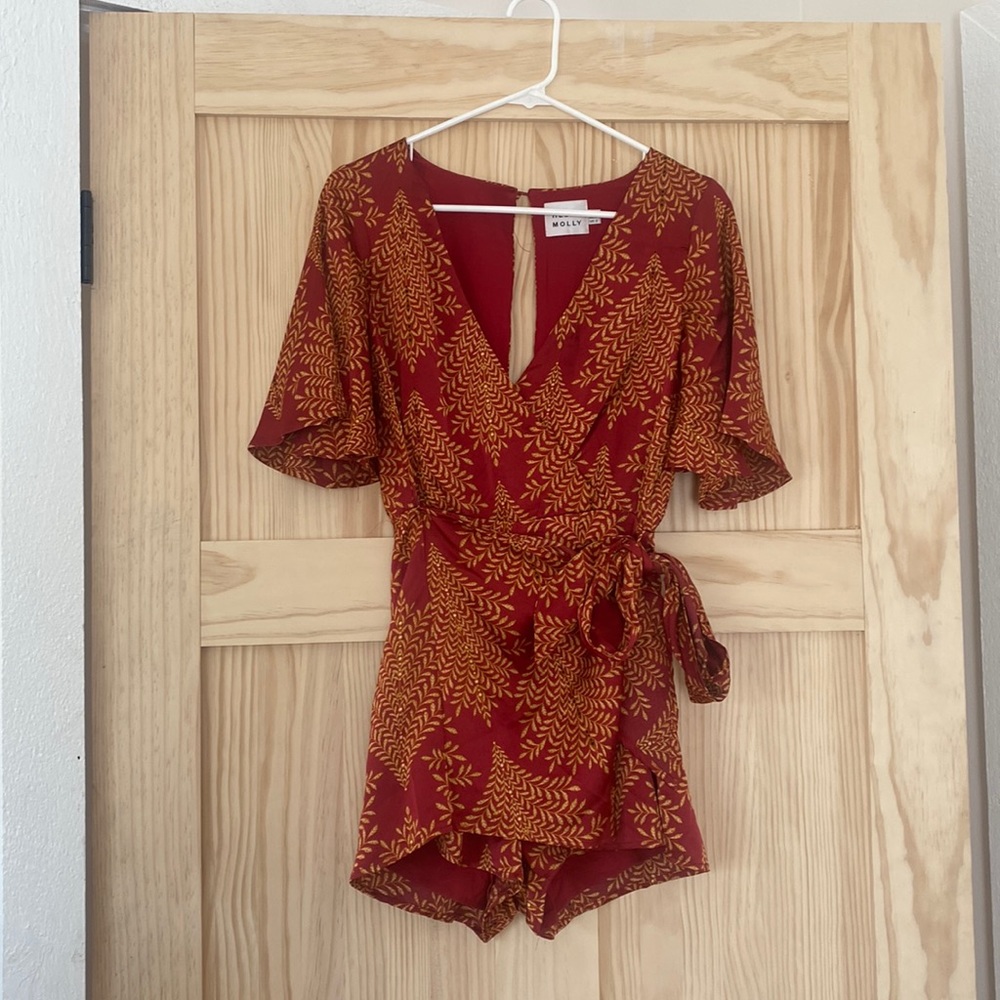 Hello Molly Tie Shorts Romper
